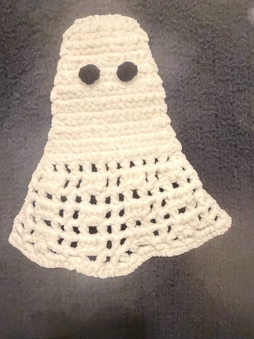 Martha Stewart Black Ghost Crochet Throw Blanket NWT Halloween cozy 50 x 70”